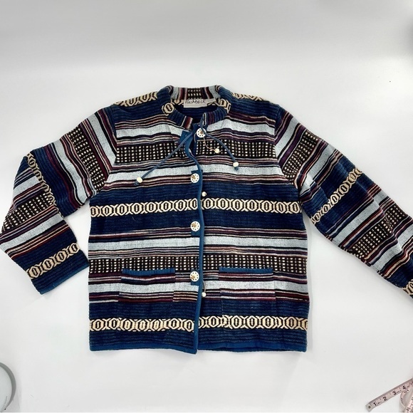 vintage 90s tapestry Shacket Cardi Flashback tribal Western southwest boho Boxy - Picture 1 of 10